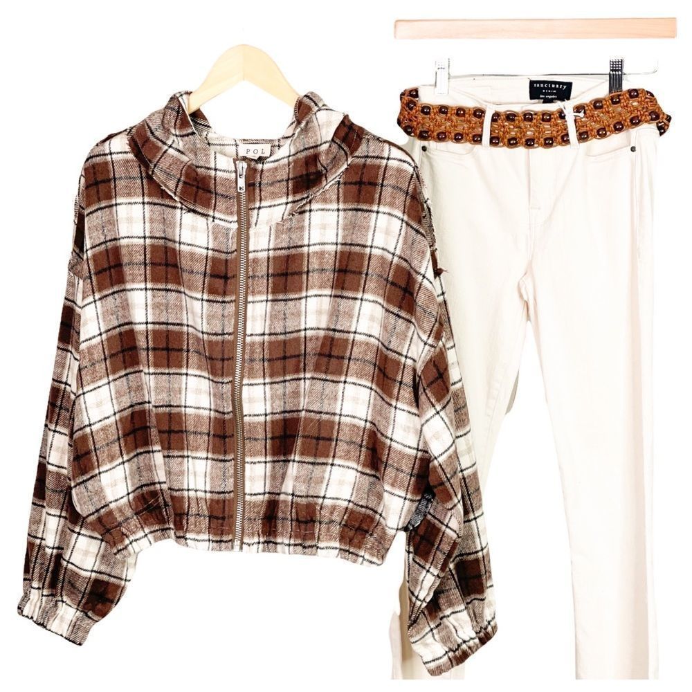 𝅺plaid Hooded Bomber Jacket - Picture 9 of 13